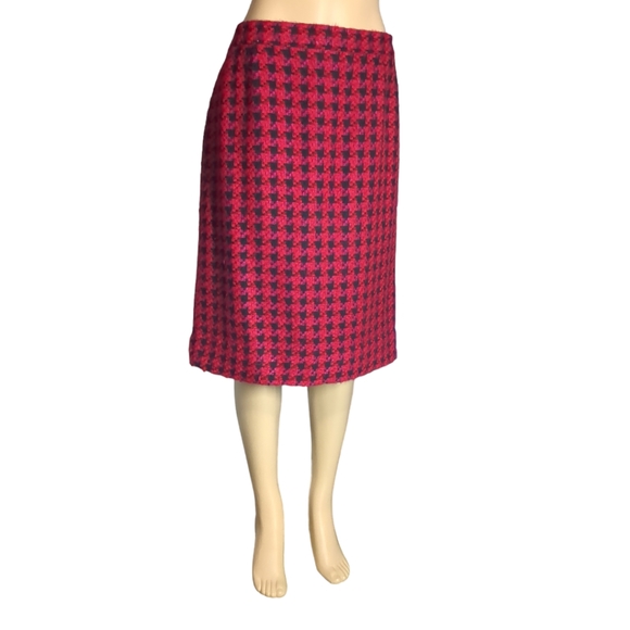 Liz MoOdy Pink Red and Black Checkered Luxury Skirt Size 14 - Picture 10 of 16